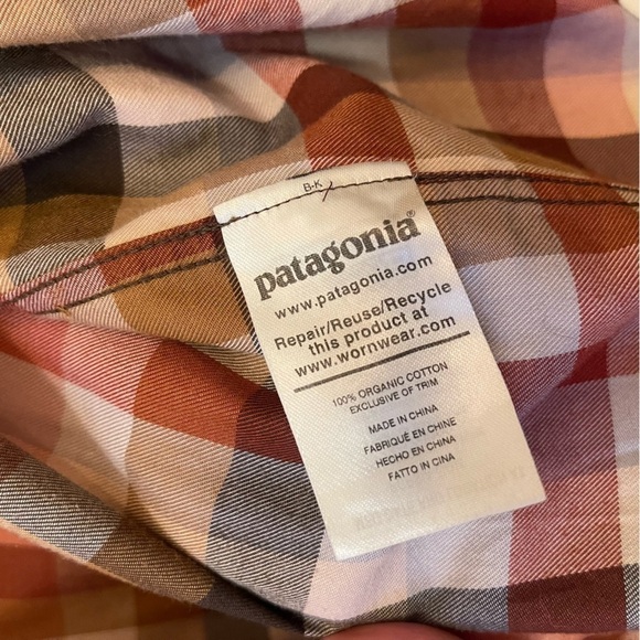 Patagonia Flannel Plaid Long Sleeve Shirt  Men’s XL Organic Cotton Brown Tan - Picture 9 of 9